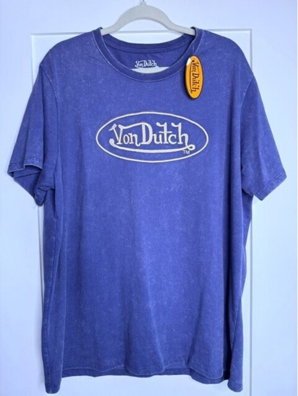 Von Dutch Men's T Shirt Blue Classic Logo Graphic Tee Y2K Streetwear NWT Size XL